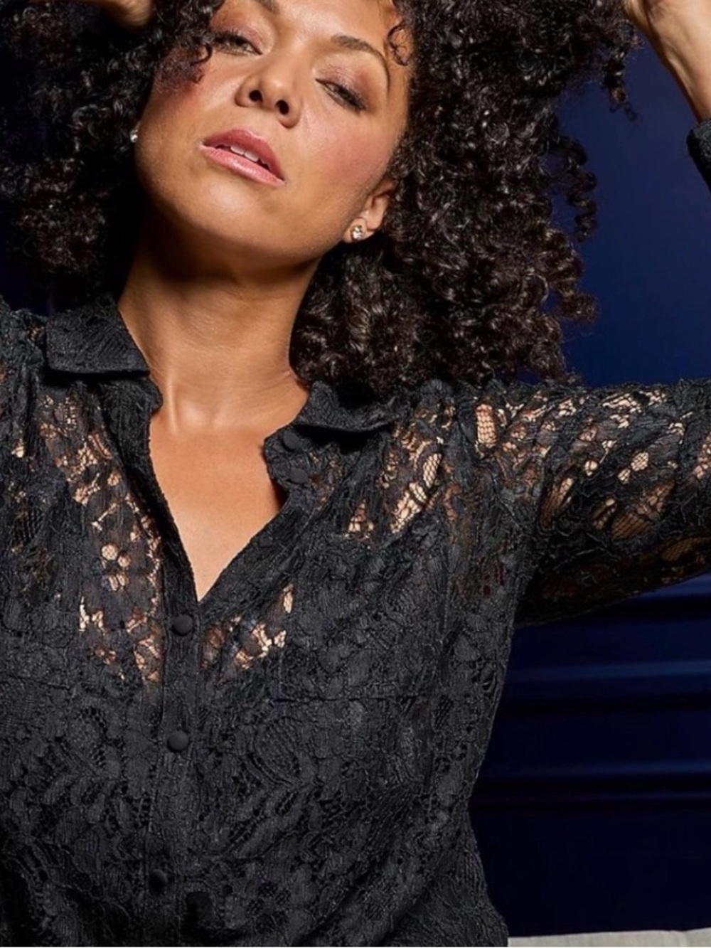 Torrid Madison Lace Button-Up Long Sleeve Blouse